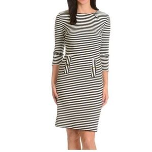 Nina Leonard Textured Horizontal Striped Dress